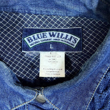 Load image into Gallery viewer, Vintage BLUE WILLI'S Made In Denmark Cable Knit Denim Collared Button Cardigan Jumper