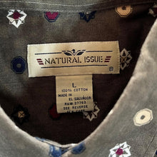 Load image into Gallery viewer, Vintage Natural Issue Khaki Green Patterned Long Sleeve Button-Up Cotton Shirt