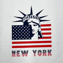 Load image into Gallery viewer, Early 00’s New York Statue Of Liberty USA Flag Souvenir Graphic White T-Shirt