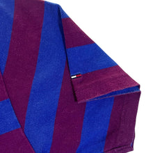 Load image into Gallery viewer, TOMMY JEANS Tommy Hilfiger Embroidered Mini Script Logo Blue Burgundy Striped T-Shirt