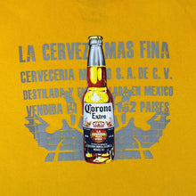 Load image into Gallery viewer, CORONA EXTRA "Puerto Vallarta" Beer Logo Spellout Souvenir Graphic Yellow T-Shirt