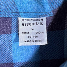 Load image into Gallery viewer, Vintage Woolworths Blue Mix Plaid Check Long Sleeve Cotton Flannel Shirt