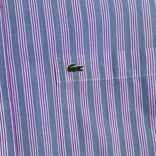 Load image into Gallery viewer, Lacoste "Regular Fit" Pink White Navy Striped Short Sleeve Button-Up Shirt