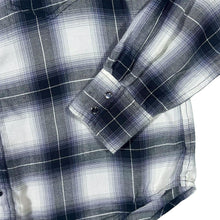 Load image into Gallery viewer, Vintage Cowboy Western Black White Grey Plaid Check Popper Cotton Long Sleeve Shirt