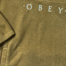 Load image into Gallery viewer, OBEY Worldwide Embroidered Big Logo Spellout Skater 1/4 Zip Pullover Fleece Sweatshirt