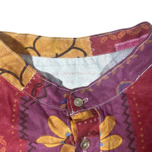 Load image into Gallery viewer, Vintage Pink Red Orange Hippy Floral Paisley Patterned Long Sleeve Smock Shirt