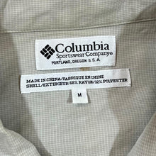Load image into Gallery viewer, Vintage COLUMBIA SPORTSWEAR Classic Grey Micro Check Short Sleeve Rayon Polyester Outdoor Shirt

