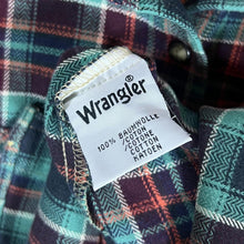 Load image into Gallery viewer, Vintage WRANGLER Plaid Check Western Popper Button Long Sleeve Flannel Shirt