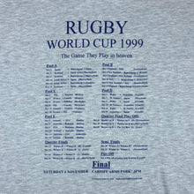 Load image into Gallery viewer, Vintage SCOTLAND "Rugby World Cup 1999" Souvenir Spellout Graphic Grey T-Shirt
