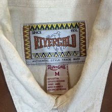 Load image into Gallery viewer, Vintage 90's RIVER GOLD Leather Panel Cowboy Western Long Sleeve Cotton Shirt