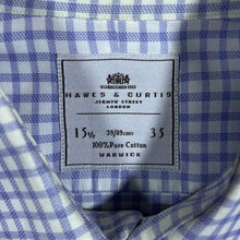 Load image into Gallery viewer, Hawes & Curtis London Blue White Check Long Sleeve Cotton Dress Shirt