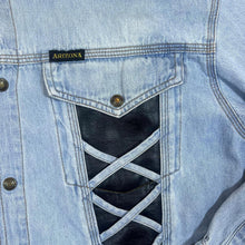 Load image into Gallery viewer, Vintage ARIZONA Leather Panel Cowboy Western Denim Long Sleeve Shirt