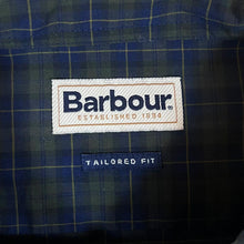 Load image into Gallery viewer, Barbour "Tailored Fit" Navy Blue Green Tartan Check Long Sleeve Button-Up Cotton Shirt