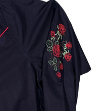 Load image into Gallery viewer, Coofandy Cowboy Western Embroidered Rose Floral Black Cotton Blend Long Sleeve Shirt