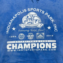 Load image into Gallery viewer, INDIANAPOLIS SPORTS PARK INC. "Champions" Sports Souvenir Spellout Graphic Tie Dye Pullover Hoodie