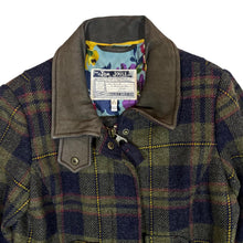 Load image into Gallery viewer, TOM JOULE Tartan Plaid Check Leather Collar Floral Lined Country Field Coat Jacket