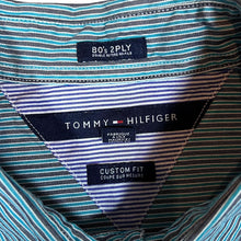 Load image into Gallery viewer, TOMMY HILFIGER "Custom Fit" 80's 2 Ply Multi Striped Long Sleeve Cotton Dress Shirt