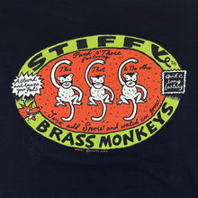 Load image into Gallery viewer, STIFFY "Brass Monkeys" Surfer Skater Logo Spellout Graphic Black Long Sleeve T-Shirt