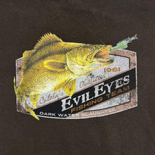 Load image into Gallery viewer, Early 00's CABELA'S "Evil Eyes Fishing Team" Logo Spellout Graphic Brown T-Shirt