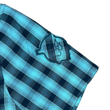 Load image into Gallery viewer, JACK WOLFSKIN Outdoor Blue Plaid Check Short Sleeve Utility Shirt