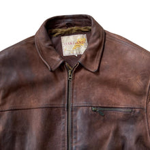 Load image into Gallery viewer, Vintage 90's Oakland Genuine Real Brown Heavyweight Leather Zip Bomber Jacket