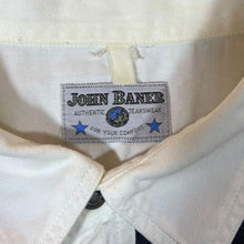 Load image into Gallery viewer, Vintage John Baner Cowboy Western White Black Popper Cotton Long Sleeve Shirt