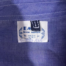 Load image into Gallery viewer, Vintage Emre Cowboy Western Metal Collar Tipped Blue Long Sleeve Shirt