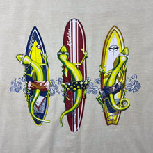 Load image into Gallery viewer, Vintage St. Kitts, W.I. Lizard Repitle Surfing Souvenir Graphic Cream T-Shirt
