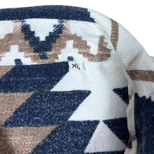 Load image into Gallery viewer, Vintage 90's Aztec Crazy Abstract Patterned White Navy Brown Long Sleeve Flannel Shirt