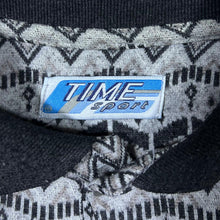 Load image into Gallery viewer, Vintage Time Sport Crazy Abstract Patterned Black Grey Long Sleeve Polo Shirt