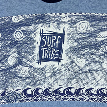 Load image into Gallery viewer, Vintage 90's SURF TRIBE Surfer Patterned Spellout Graphic Blue T-Shirt