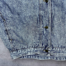 Load image into Gallery viewer, Vintage 90's Young C&A Acid Wash Blue Denim Distressed Trucker Jacket