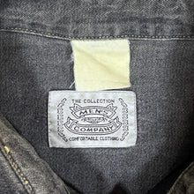 Load image into Gallery viewer, Vintage MEN'S COMPANY Cowboy Western Leather Panel Grey Denim Long Sleeve Shirt