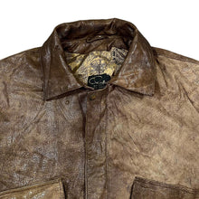 Load image into Gallery viewer, Vintage 90's CHARLIE'S Distressed Effect Brown Real Genuine Leather Bomber Jacket