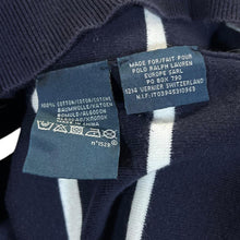 Load image into Gallery viewer, POLO RALPH LAUREN Mini Logo Navy Blue White Striped V-Neck Sweater Jumper
