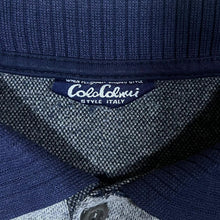 Load image into Gallery viewer, Vintage 90's Colo Colinni Navy Blue Grey Patterned Striped Long Sleeve Polo Shirt