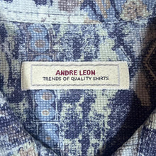 Load image into Gallery viewer, Vintage 90's ANDRE LEON Blue Mix Crazy Abstract Patterned Short Sleeve Flannel Shirt