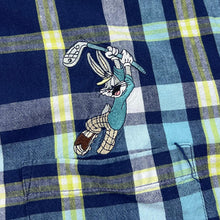 Load image into Gallery viewer, Vintage WARNER BROS STUDIO STORE (1997) Looney Tunes Taz Bugs Bunny Golf Checked Button-Up Shirt