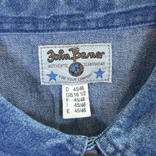 Load image into Gallery viewer, Vintage John Baner Cowboy Western Blue Denim Popper Long Sleeve Shirt