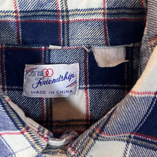 Load image into Gallery viewer, Vintage Friendship Navy White Red Plaid Check Long Sleeve Flannel Shirt