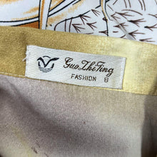 Load image into Gallery viewer, Early 00's Guo Lhi Ting Goth Y2K Traditional Dragon Graphic Yellow Brown Cream Shirt