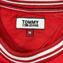 Load image into Gallery viewer, TOMMY JEANS Tommy Hilfiger Logo Spellout Graphic Striped Trim Cotton T-Shirt