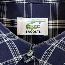Load image into Gallery viewer, Vintage LACOSTE Embroidered Mini Pocket Logo Navy Check Short Sleeve Button-Up Cotton Shirt