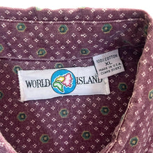 Load image into Gallery viewer, Vintage 90's World Island Made In USA Burgundy Patterned Long Sleeve Cotton Shirt