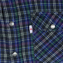 Load image into Gallery viewer, Vintage 90's MAPLE IMPORTERS Denim Contrast Trim Plaid Check Long Sleeve Flannel Shirt