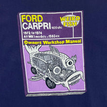 Load image into Gallery viewer, WEIRD FISH "Ford Carpri" Parody Spellout Graphic Navy Blue T-Shirt