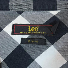 Load image into Gallery viewer, LEE "Slim Fit" Classic Black White Grey Plaid Check Popper Button Long Sleeve Shirt