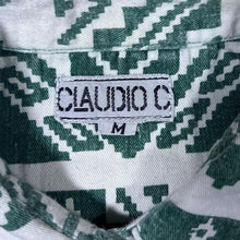 Load image into Gallery viewer, Vintage 90's Claudio C Crazy Abstract Patterned Green White Long Sleeve Cotton Shirt