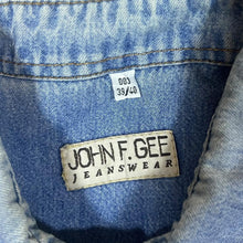 Load image into Gallery viewer, Vintage John F. Gee Cowboy Western Embroidered Horse Blue Denim Popper Long Sleeve Shirt