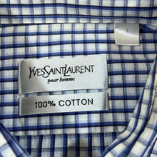 Load image into Gallery viewer, Vintage YVES SAINT LAURENT YSL Embroidered Mini Logo Check Long Sleeve Cotton Shirt